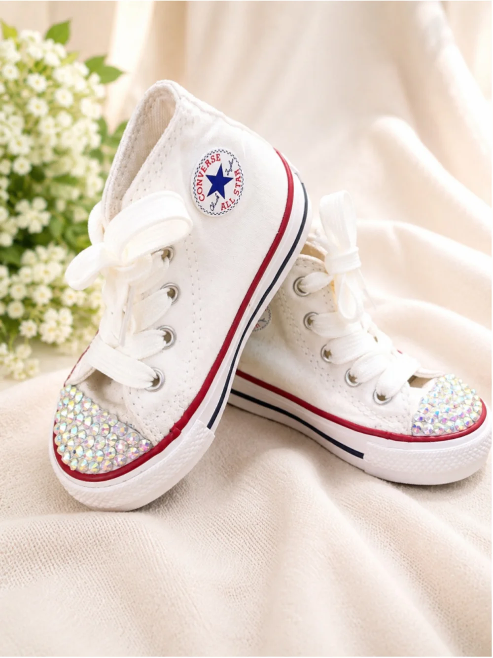 Kids Custom Bedazzled Converse Chuck Taylor All Star High-Top Sneakers – Size 5